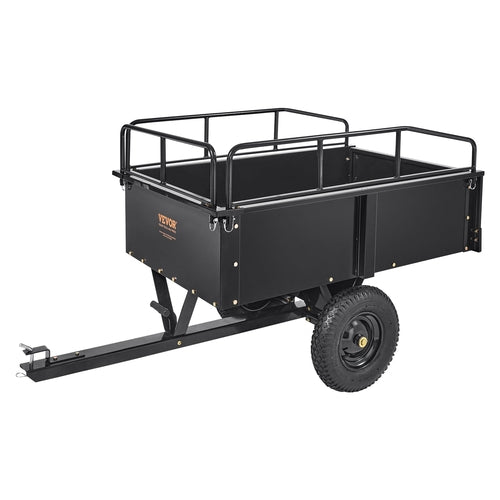 VEVOR Heavy Duty ATV Trailer Steel Dump Cart, 750-Pound 15 Cubic Feet,