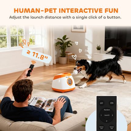 Automatic Dog Ball Launcher with 26-79 FT Distance, Automatic Ball
