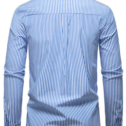 Men's Striped Woven Pattern Long Sleeve Shirt