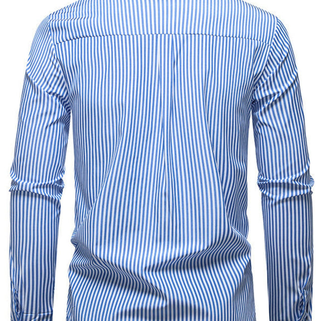 Men's Striped Woven Pattern Long Sleeve Shirt