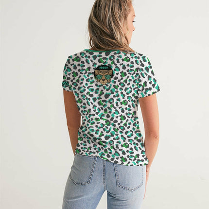2882Sport™ Tropics of OZ - One Shady Lion Cheetah Women's V-Neck Tee