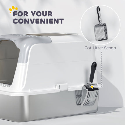 Extra Large Stainless Steel Litter Box, Enclosed Cat Litter Box with