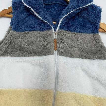 Color Block Zip Up Vest Coat