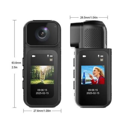 Ormos Mini Action Camera With 180 Degree Rotating Lens - 2.7K Ultra HD