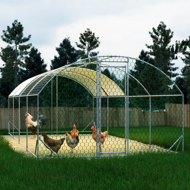 26'x9'x6'Large Metal Chicken Coop,Walk-in Poultry Cage,Chicken Run