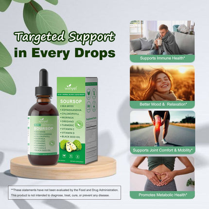 Soursop Drops 10-in-1 With Seaweed, Moringa, Black Seed Oil, Oregano,