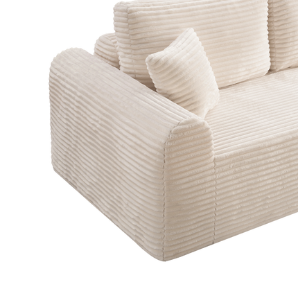 3 Seater Couch, Corduroy Boneless Couches For Living Room,26.4 Cloud