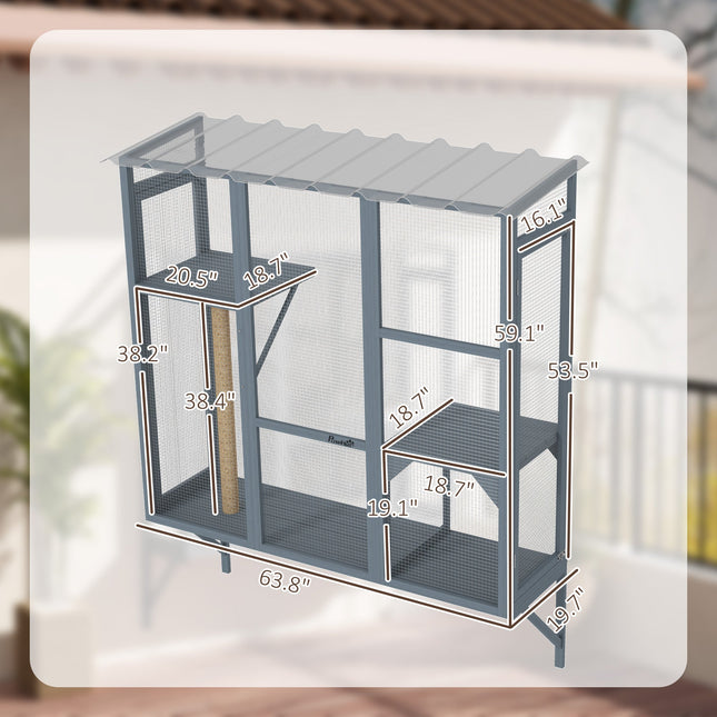 Catio Outdoor, Window Catio For 2-3 Large Indoor Cats W 2 Jumping
