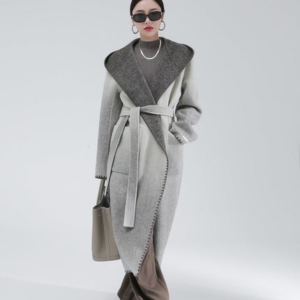 Women's Fashion Reversible Cashmere Coat – Luxury & Versatility