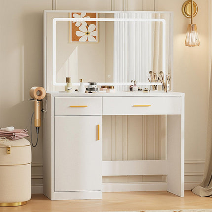 Mirror And Lights, Makeup Vanity Table With Charging Station , 2