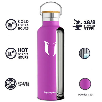 Insulated Stainless Steel Water Bottle, 17OZ / 500ML