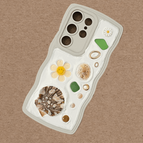 Mixte coquillages, verre poli & perles