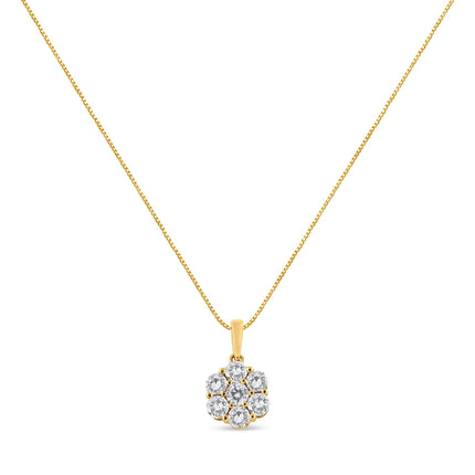 14K Yellow Gold 2.00 Cttw Brilliant Round-Cut Diamond 7 Stone Flower