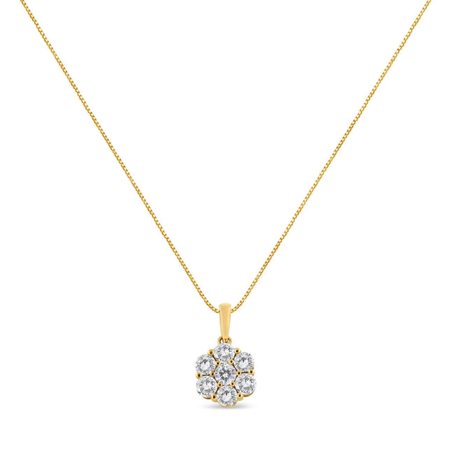 14K Yellow Gold 2.00 Cttw Brilliant Round-Cut Diamond 7 Stone Flower