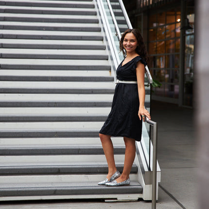 Women's Flat Socialite Silver Snake Skin