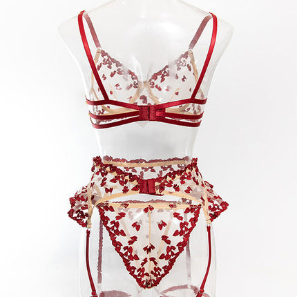 Women Sexy Lace Bra & Garter Set Lingerie | Floral Embroidered Push-Up