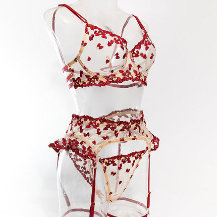 Women Sexy Lace Bra & Garter Set Lingerie | Floral Embroidered Push-Up
