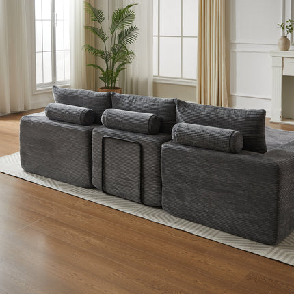 99-Inch Boneless Couch With Chaise, L-Shaped Modern Upholstered