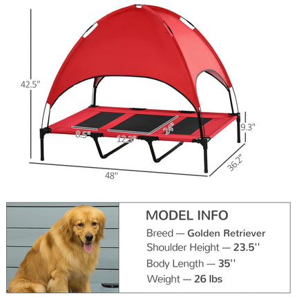 48" x 36" Elevated Portable Dog Cot Cooling Pet Bed with UV Protection