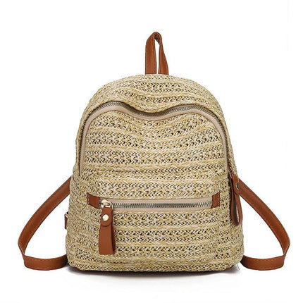 Elegant Straw Woven Backpack For Women