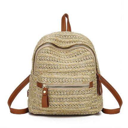 Elegant Straw Woven Backpack For Women