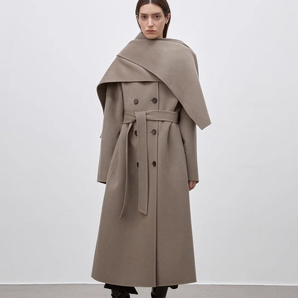 "Assassin's Creed" removable scarf collar, woolen coat for women,