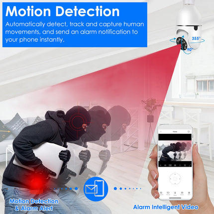 1Pc E27 WiFi Bulb Camera 1080P FHD WiFi IP Pan Tilt Security