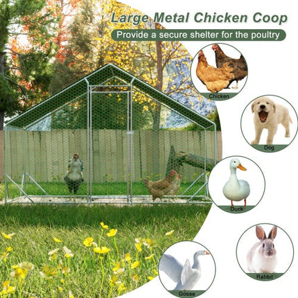 Large Metal Chicken Coop, Walk-in Chicken Run,Galvanized Wire Poultry
