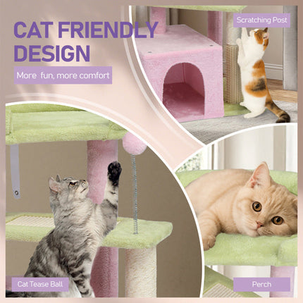 27.5in Cat Tree, Multi-level Cat Tower With Cat Scratching Post And