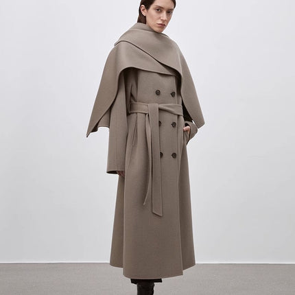 "Assassin's Creed" removable scarf collar, woolen coat for women,