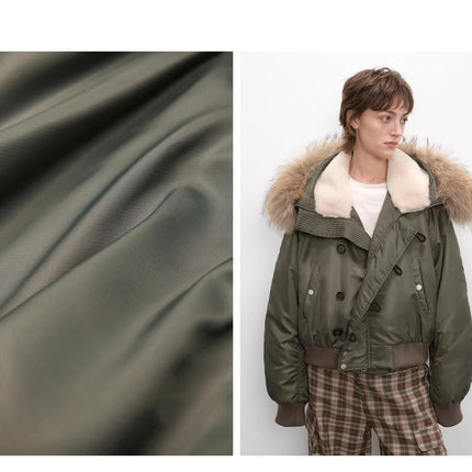 Fireladyfur Warm Short Style Jacket with a Large fur Hood and Raccoon