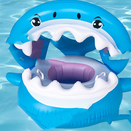 Inflatable Swimming Ring For Kids With Awning Shark Seat