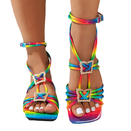 Square Toe Flat Bottom Catwalk Fashion Sandals