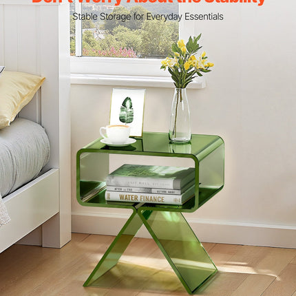 Acrylic Nightstand Side Table, Modern Clear Bedside Table With Storage
