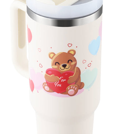 40 Oz Tumbler With Handle Straw Insulated, Stainless Steel Spill Proof