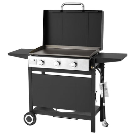 Gas Griddle, 3-Burner Flat Top Grill, Propane Griddle With Wheels,