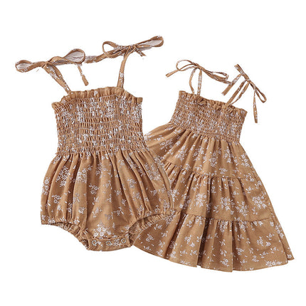 Baby Kid Girls Flower Print Rompers Dresses Wholesale 220425394
