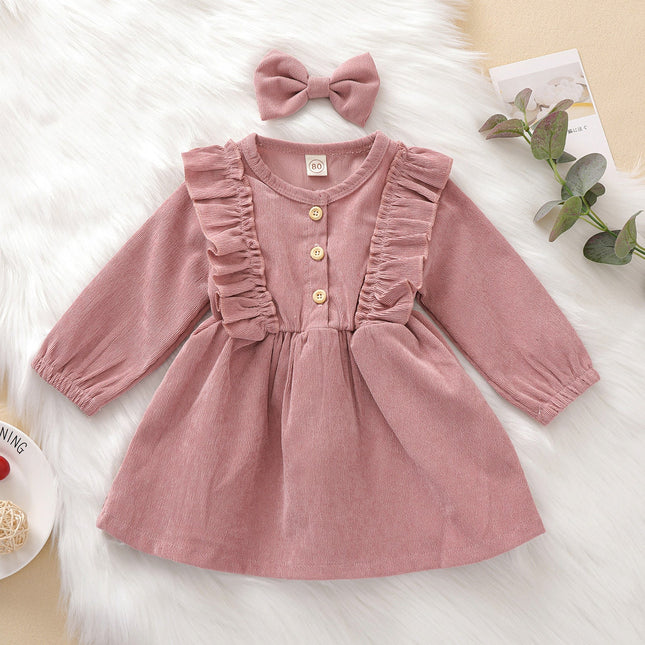 Baby Kid Girls Solid Color Bow Dresses Headwear Wholesale 22062255