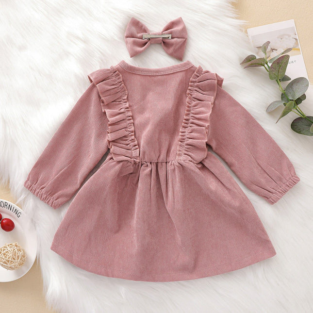 Baby Kid Girls Solid Color Bow Dresses Headwear Wholesale 22062255