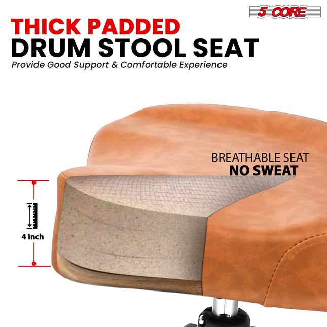 5Core Drum Throne Padded Guitar Stool Backrest Drummer Seat for Adults