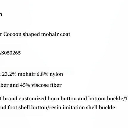 "Song of Snowland"Women's mohair wool stand collar coat autumn and