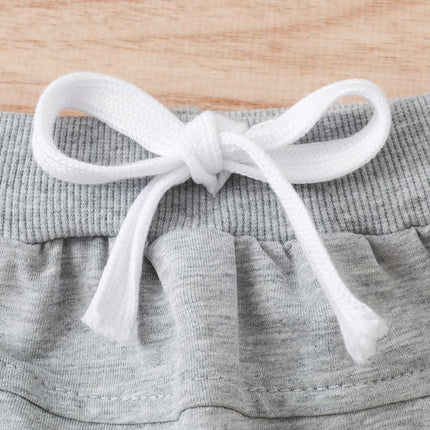 2 Pieces Set Baby Kid Unisex Letters T-Shirts And Solid Color Shorts