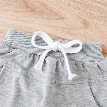 2 Pieces Set Baby Kid Unisex Letters T-Shirts And Solid Color Shorts