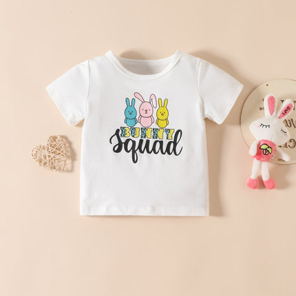 2 Pieces Set Baby Kid Girls Easter Letters Print T-Shirts And Cartoon