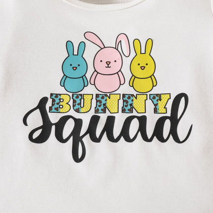 2 Pieces Set Baby Kid Girls Easter Letters Print T-Shirts And Cartoon