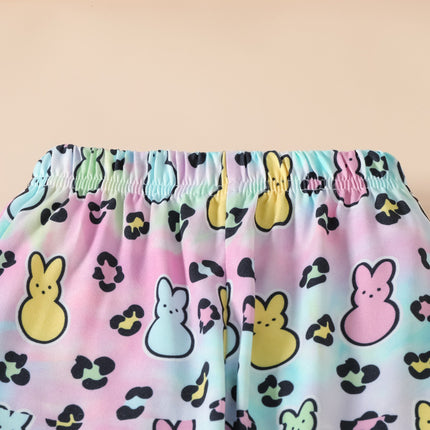 2 Pieces Set Baby Kid Girls Easter Letters Print T-Shirts And Cartoon
