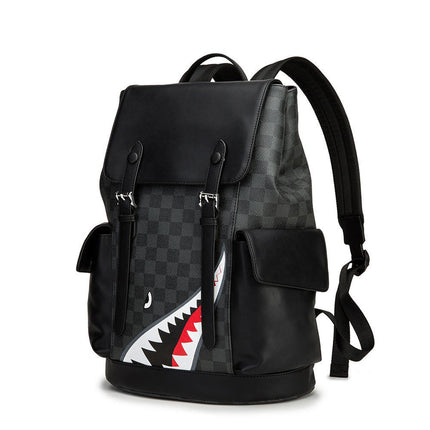 Men's Black Leather Travel Backpack