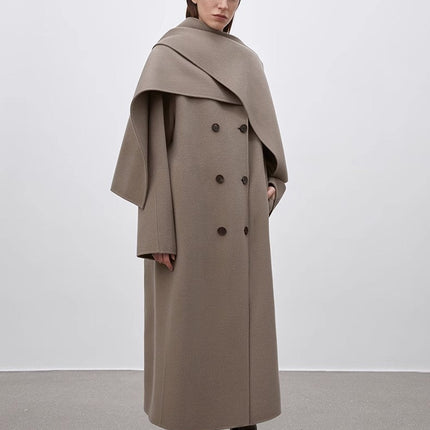 "Assassin's Creed" removable scarf collar, woolen coat for women,