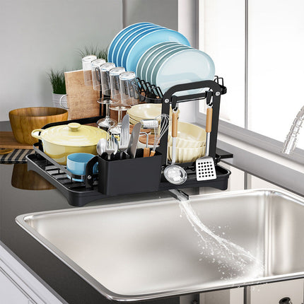 1Pc  2-Tier Dish Drying Rack For Kitchen Counter Space Saving