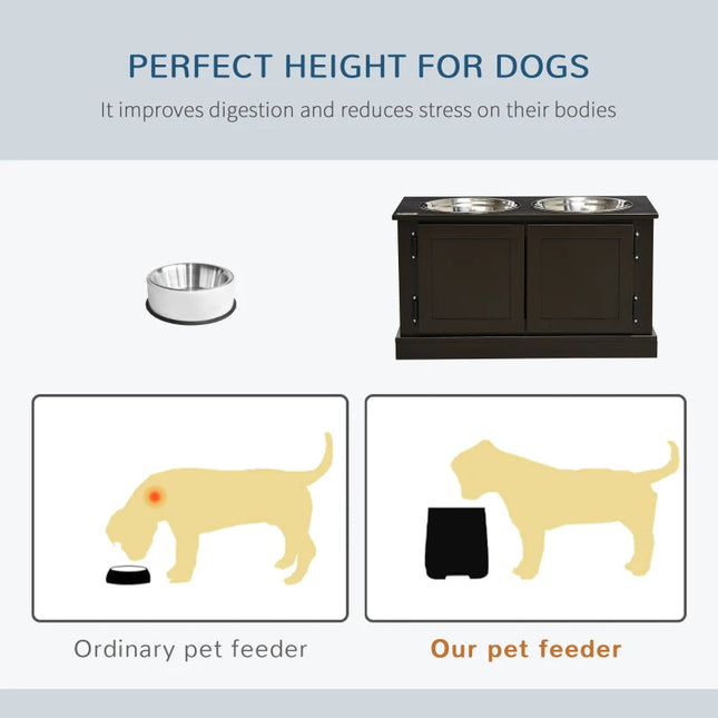 Elevated Dog Bowls With Storage, Two Stainless Steel Bowls For Large